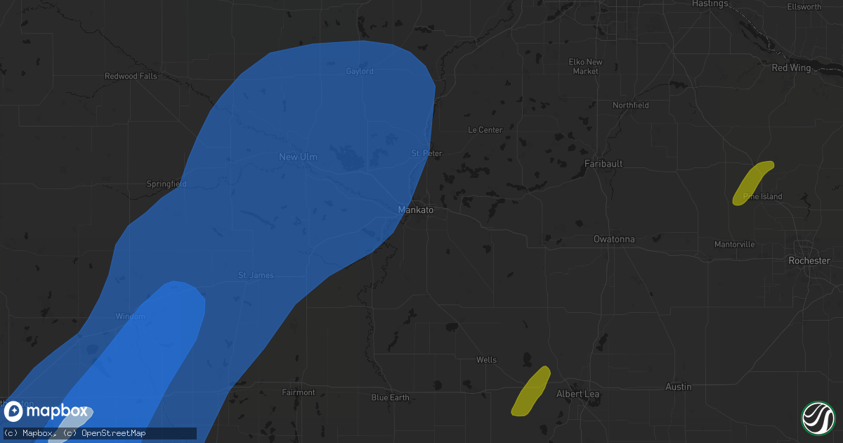 Hail map in Mankato, MN on June 29, 2026