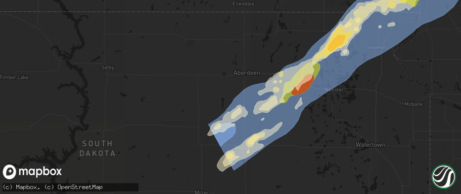 Hail map in Mansfield, SD on June 29, 2026