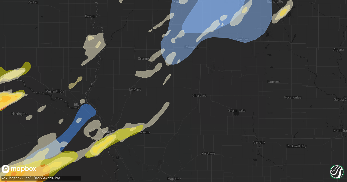 Hail map in Marcus, IA on June 29, 2026