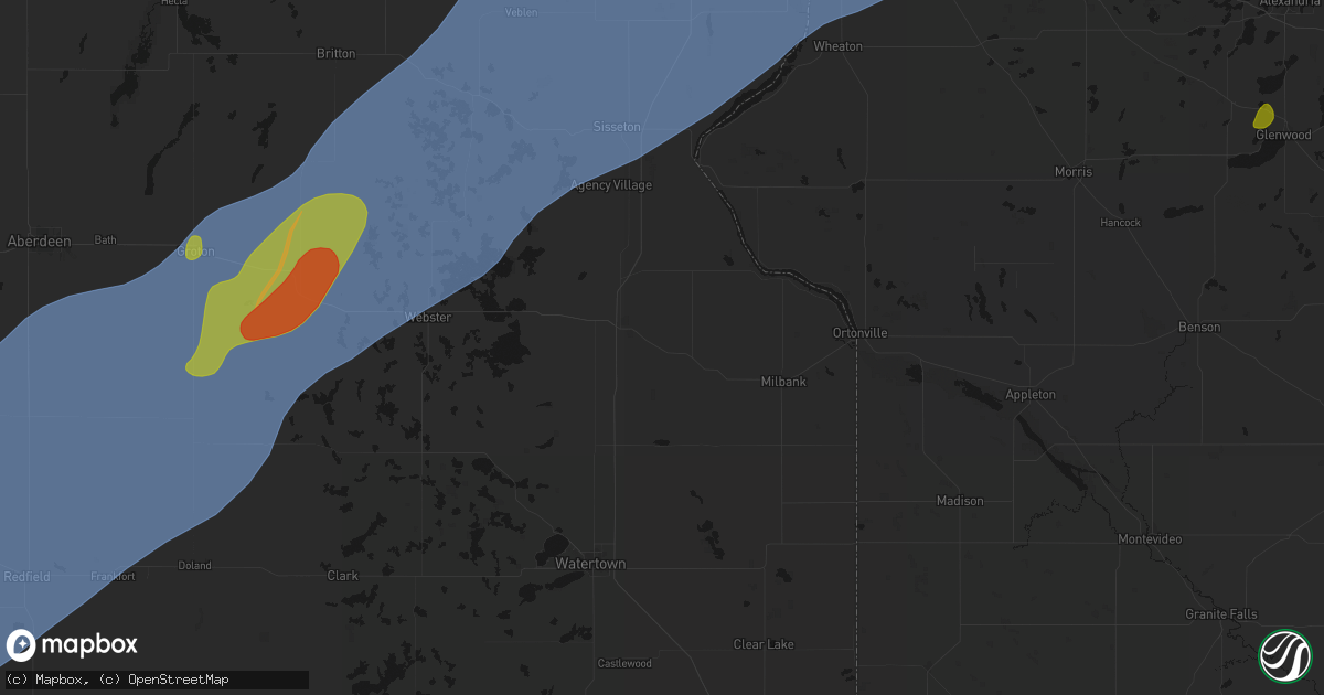 Hail map in Marvin, SD on June 29, 2026