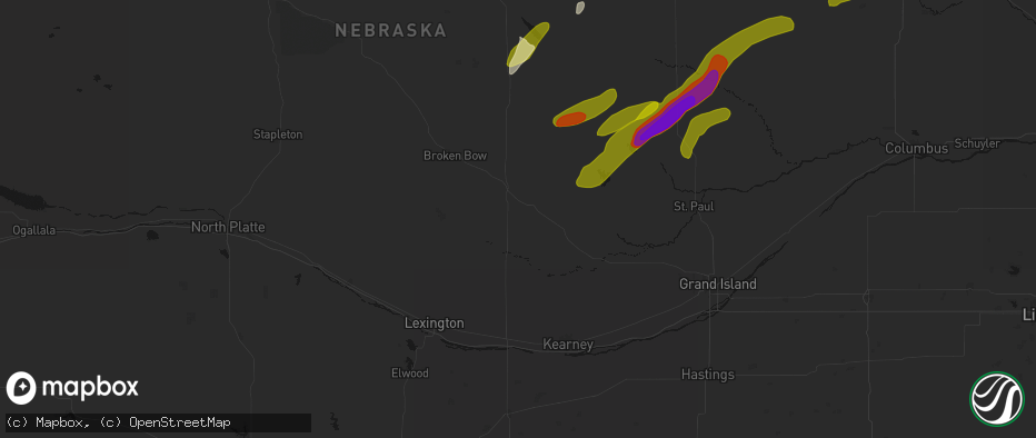 Hail map in Mason City, NE on June 29, 2026