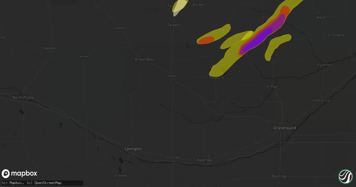 Hail map in Mason City, NE on June 29, 2026