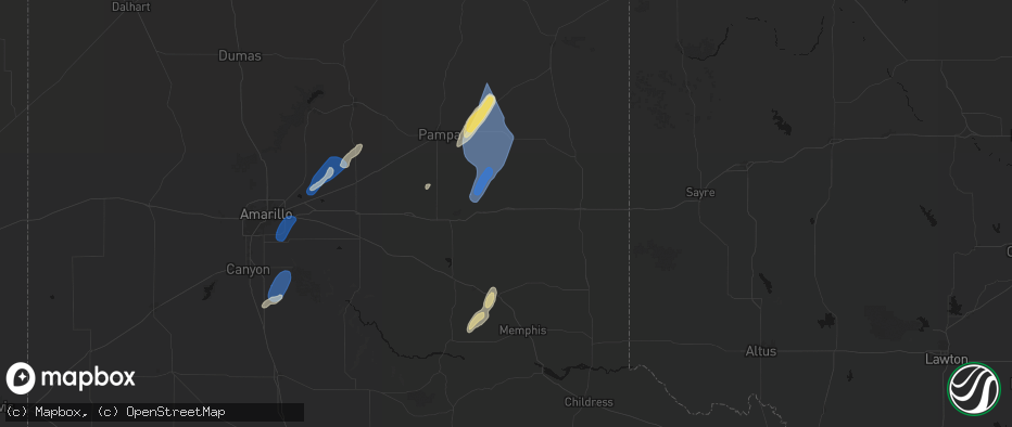 Hail map in Mclean, TX on June 29, 2026