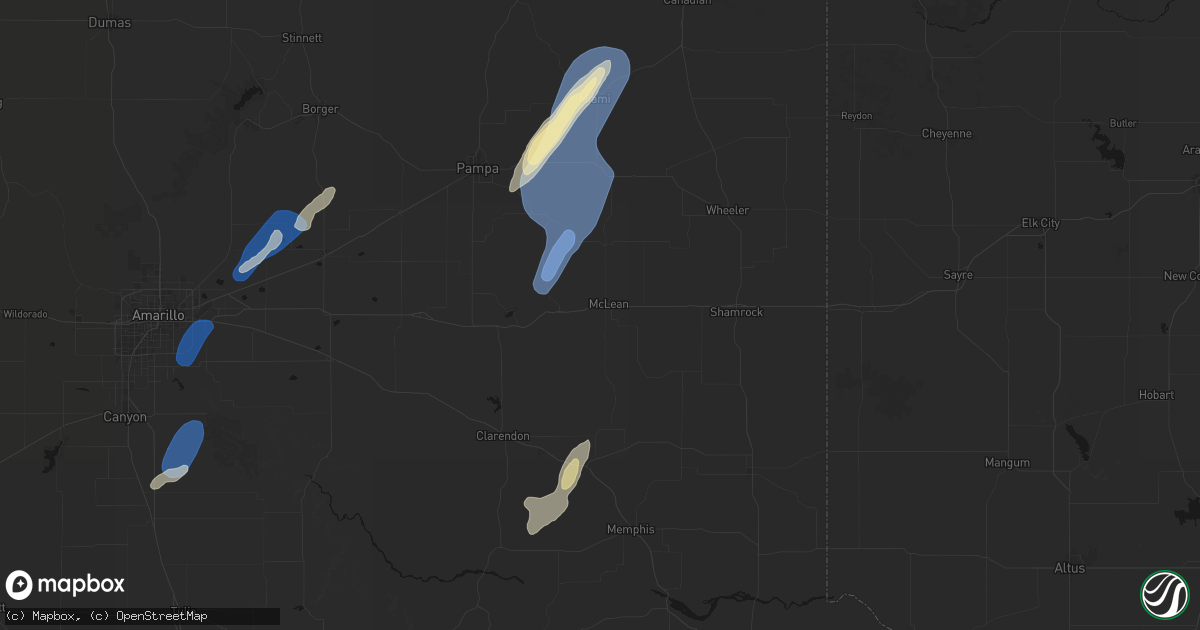 Hail map in Mclean, TX on June 29, 2026