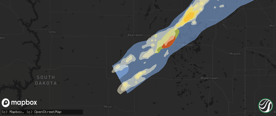 Hail map in Mellette, SD on June 29, 2026