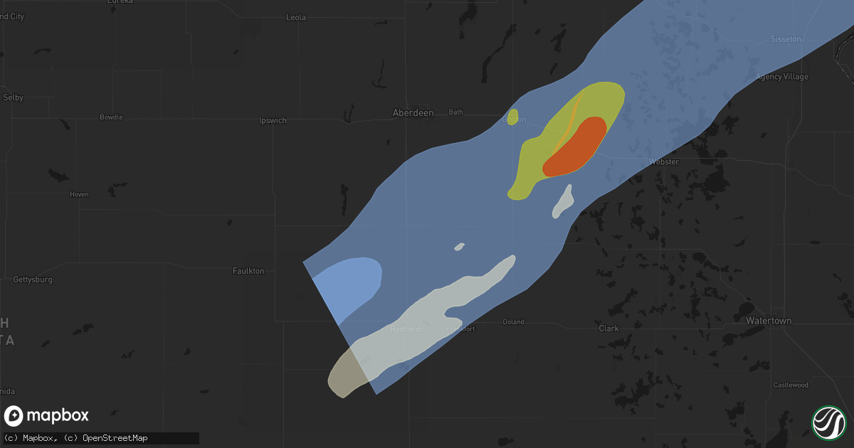 Hail map in Mellette, SD on June 29, 2026