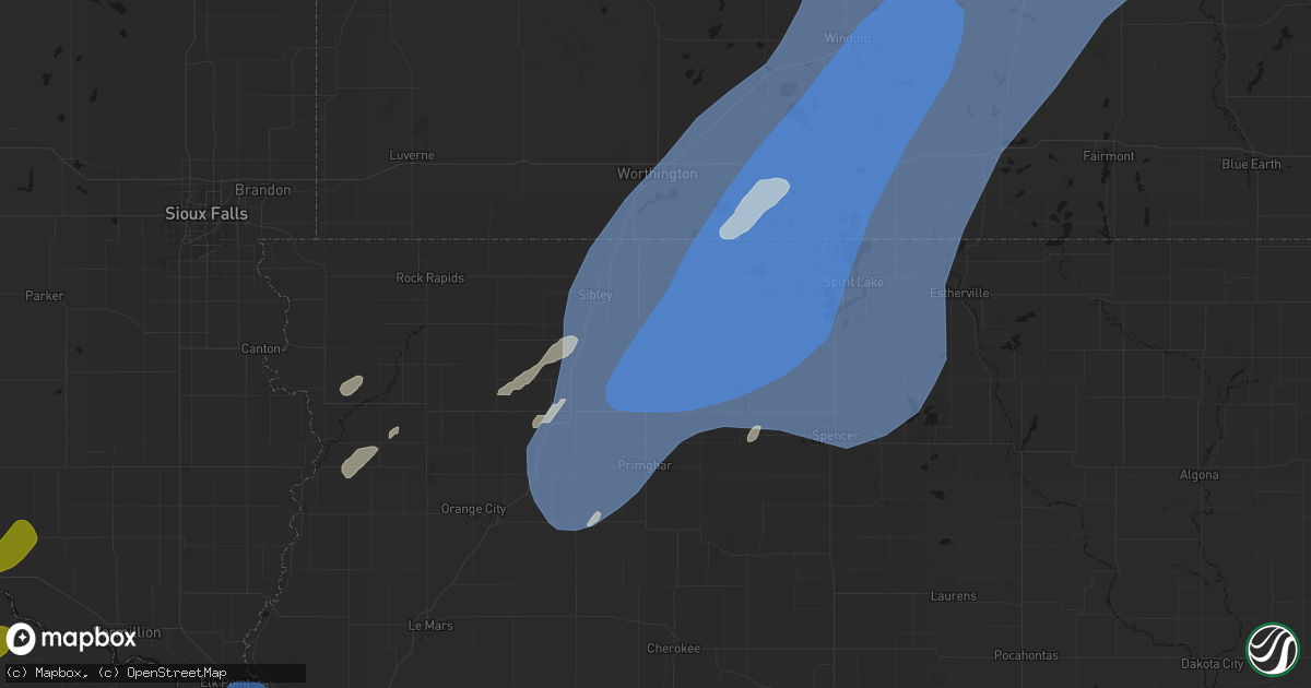 Hail map in Melvin, IA on June 29, 2026