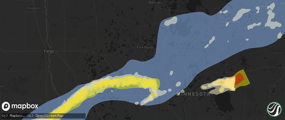 Hail map in Menahga, MN on June 29, 2026