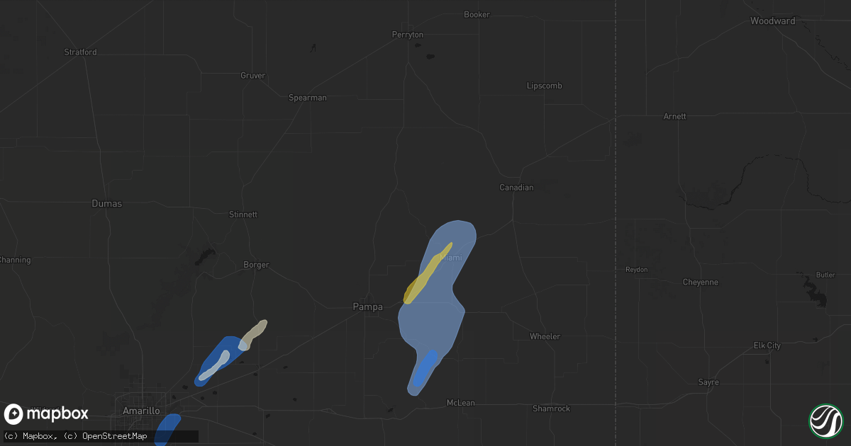 Hail map in Miami, TX on June 29, 2026