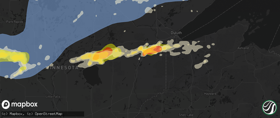 Hail map in Moose Lake, MN on June 29, 2026