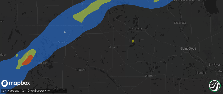 Hail map in Morris, MN on June 29, 2026