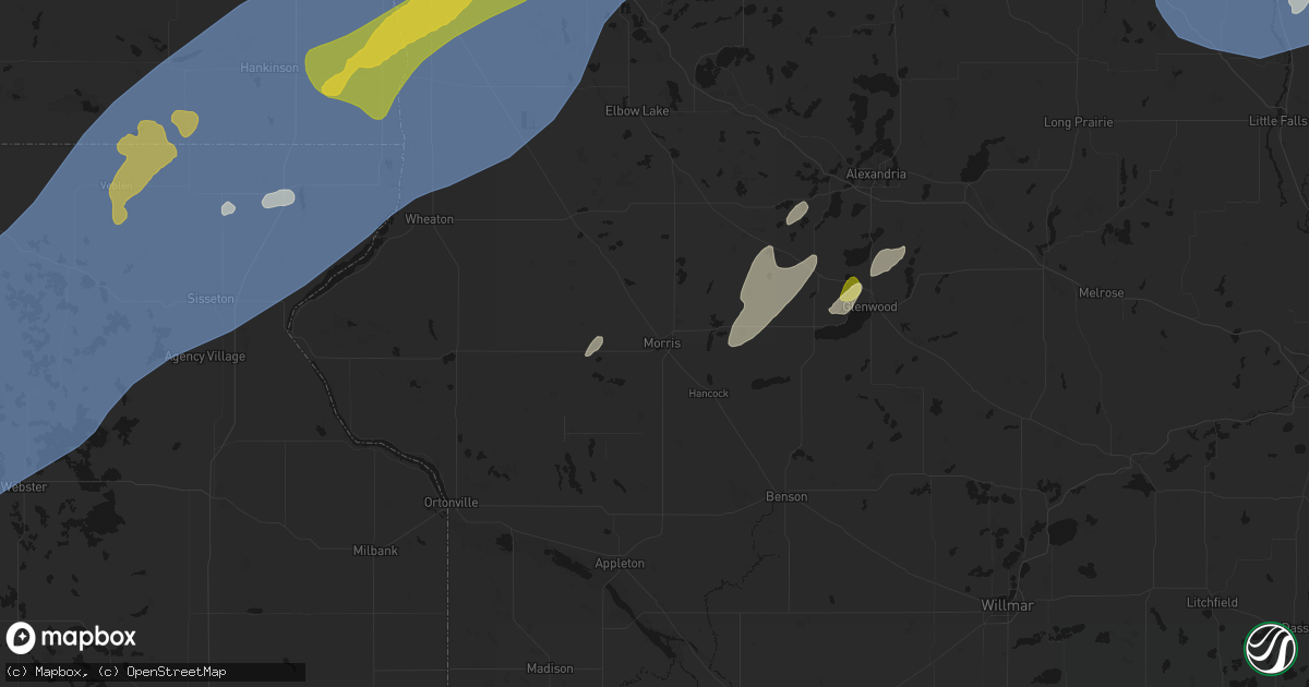 Hail map in Morris, MN on June 29, 2026