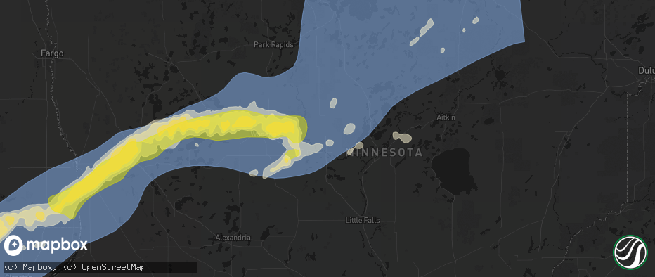 Hail map in Motley, MN on June 29, 2026