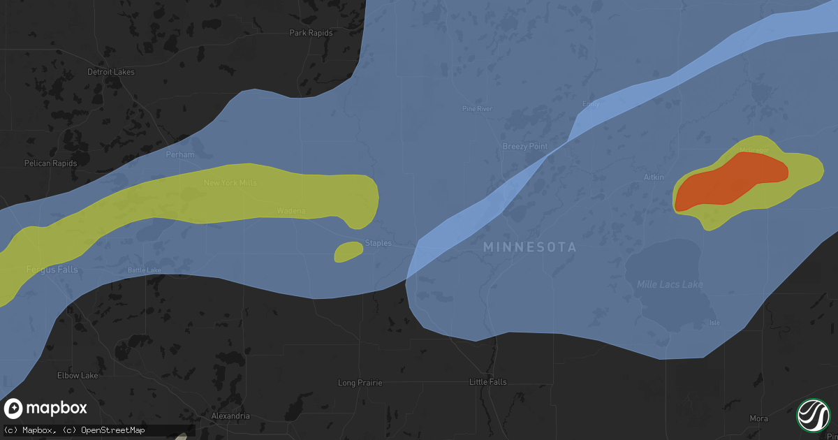 Hail map in Motley, MN on June 29, 2026