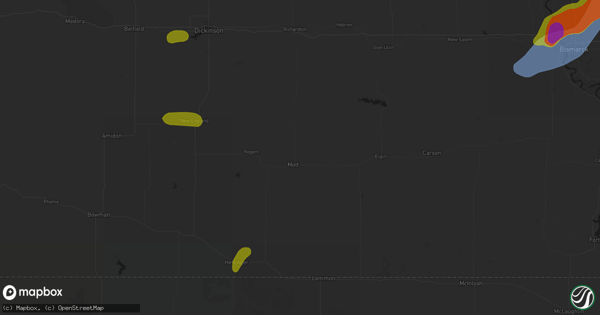 Hail map in Mott, ND on June 29, 2026
