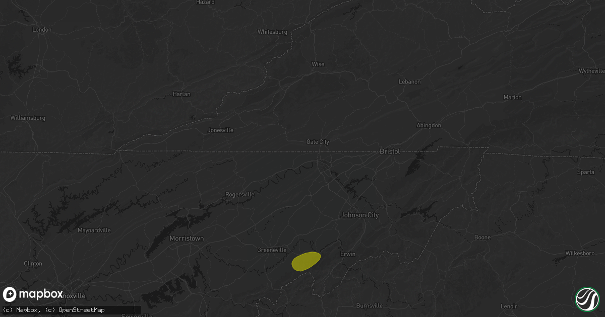 Hail map in Mount Carmel, TN on June 29, 2026