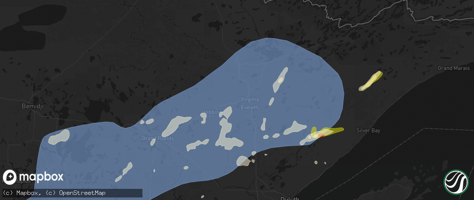Hail map in Mountain Iron, MN on June 29, 2026