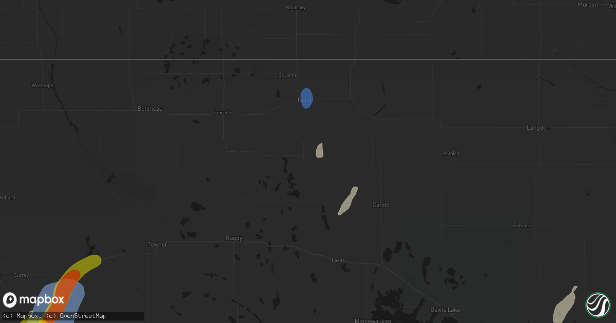 Hail map in Mylo, ND on June 29, 2026