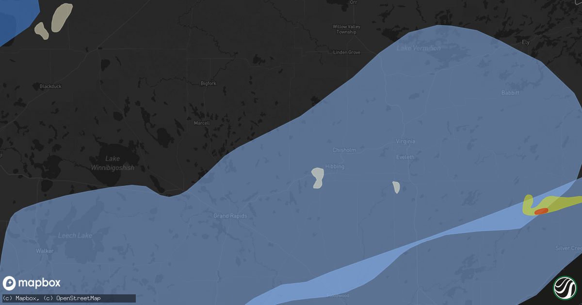 Hail map in Nashwauk, MN on June 29, 2026