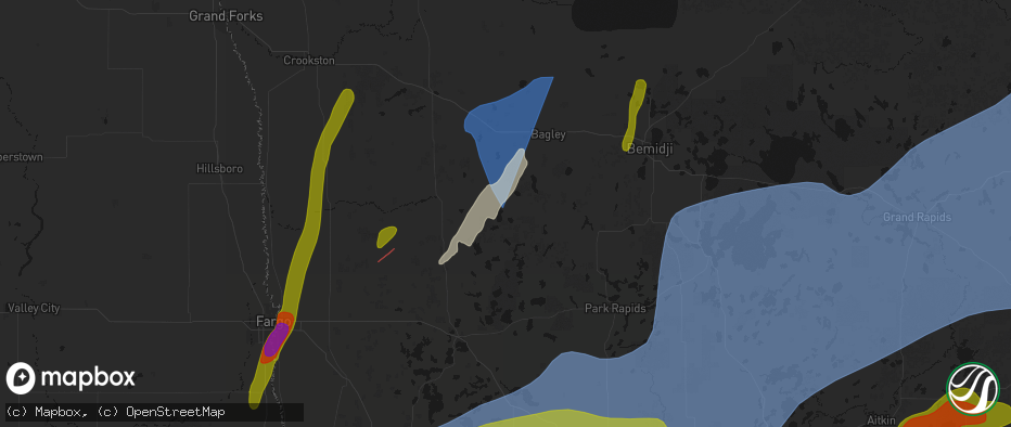 Hail map in Naytahwaush, MN on June 29, 2026