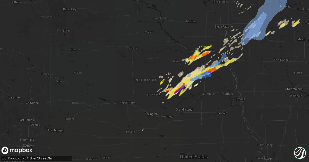 Hail map in Nebraska on June 29, 2026