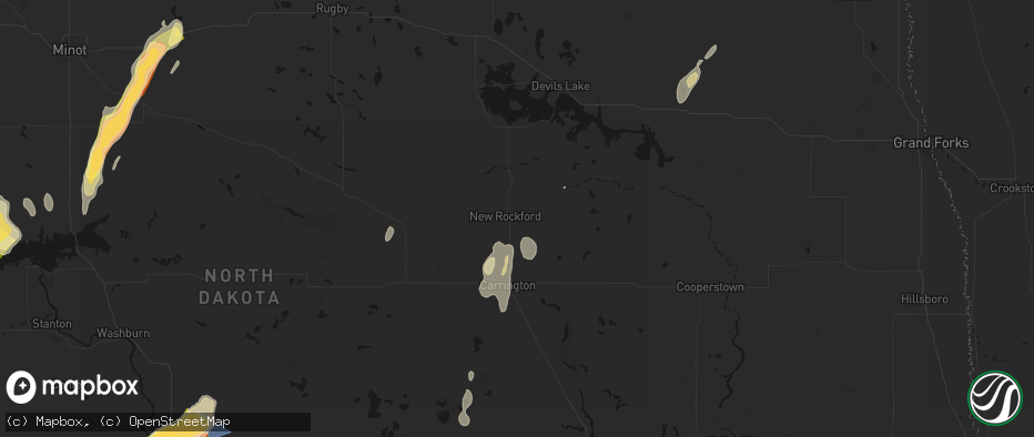 Hail map in New Rockford, ND on June 29, 2026