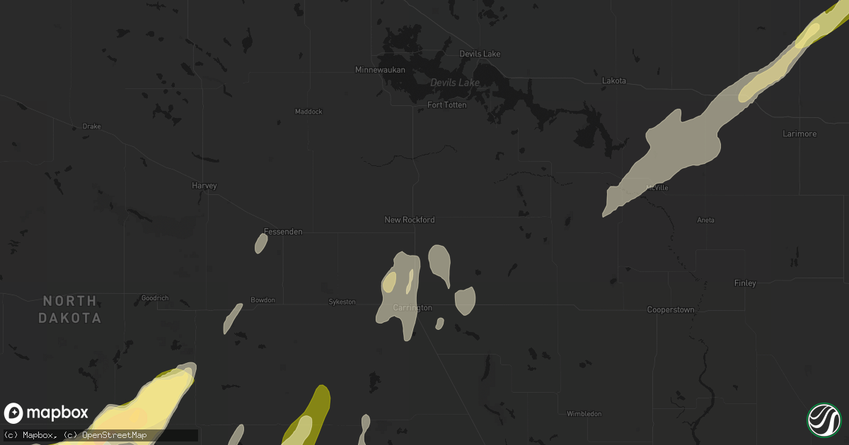 Hail map in New Rockford, ND on June 29, 2026