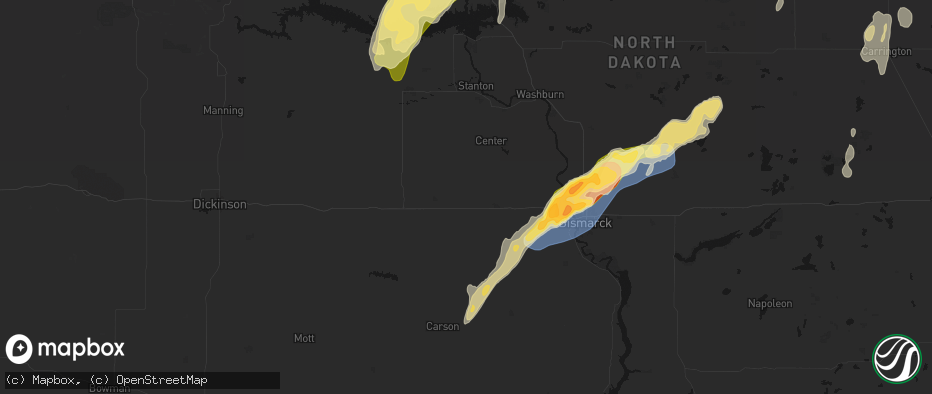 Hail map in New Salem, ND on June 29, 2026