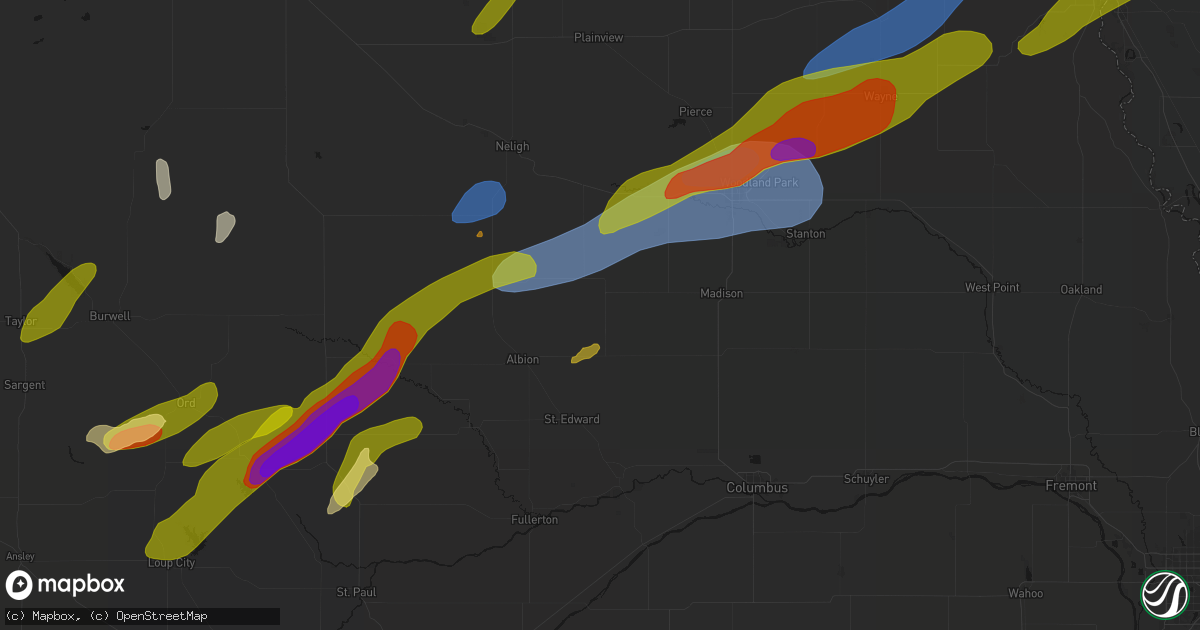 Hail map in Newman Grove, NE on June 29, 2026
