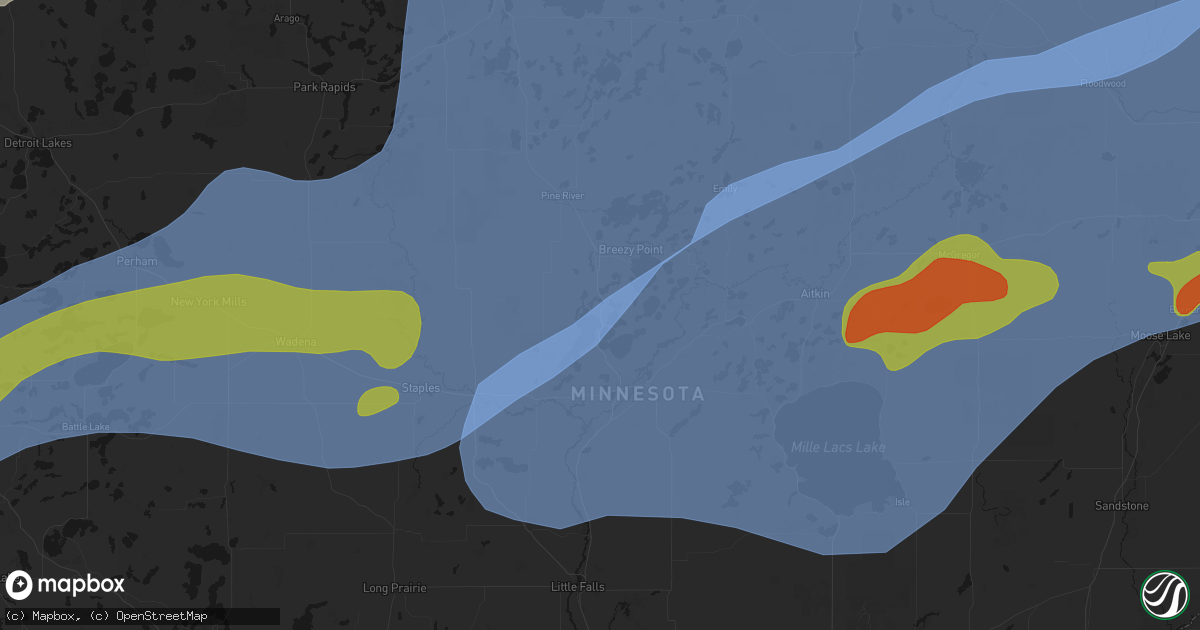 Hail map in Nisswa, MN on June 29, 2026