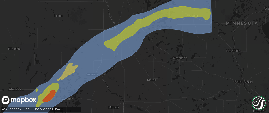 Hail map in Norcross, MN on June 29, 2026