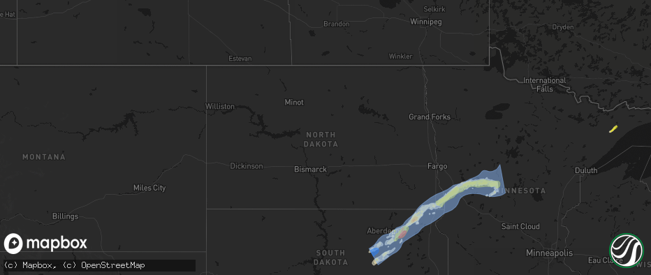Hail map in North Dakota on June 29, 2026