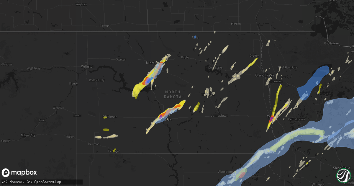 Hail map in North Dakota on June 29, 2026