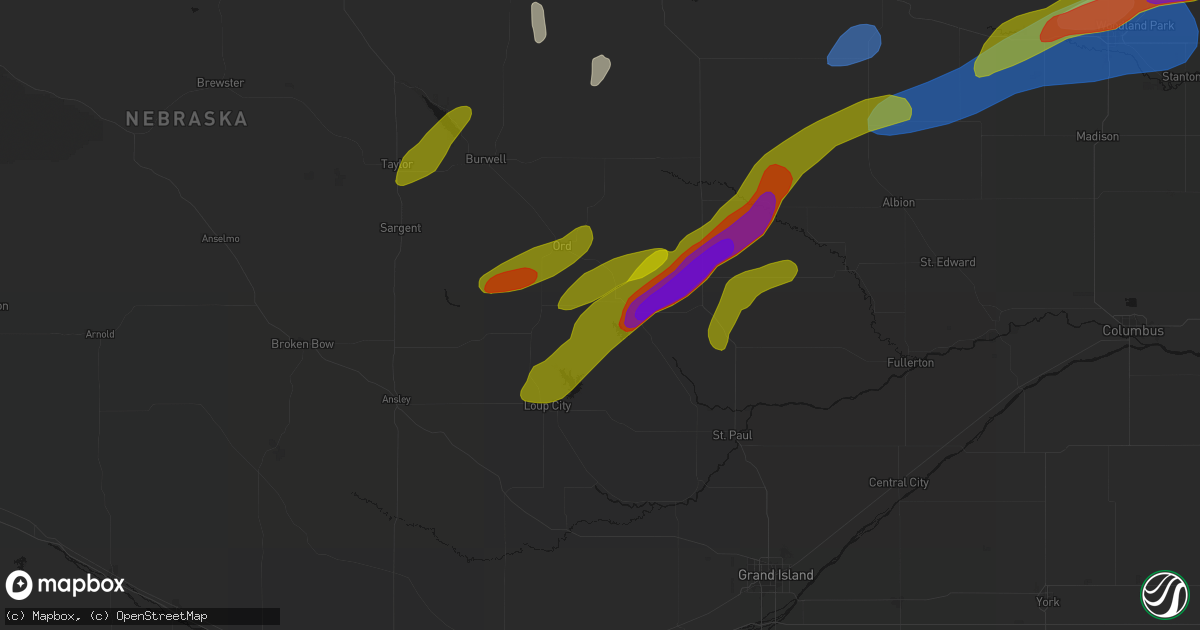 Hail map in North Loup, NE on June 29, 2026