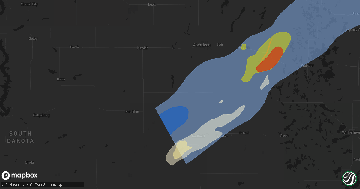Hail map in Northville, SD on June 29, 2026