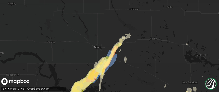 Hail map in Norwich, ND on June 29, 2026