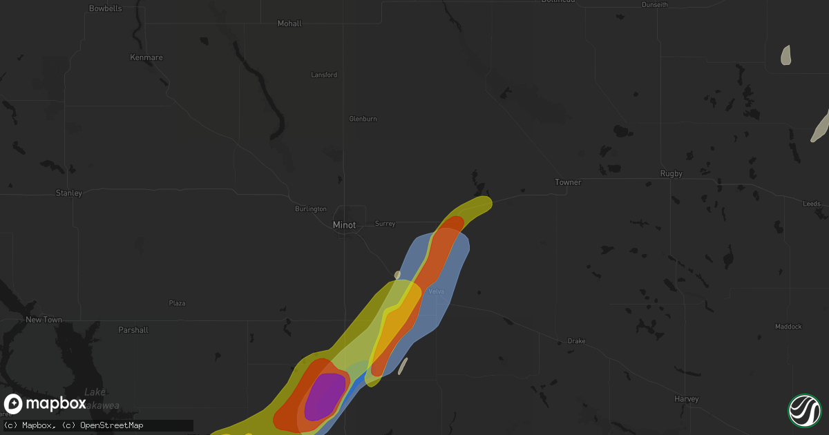 Hail map in Norwich, ND on June 29, 2026