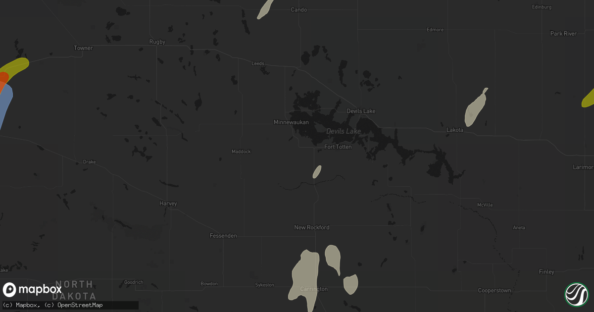 Hail map in Oberon, ND on June 29, 2026