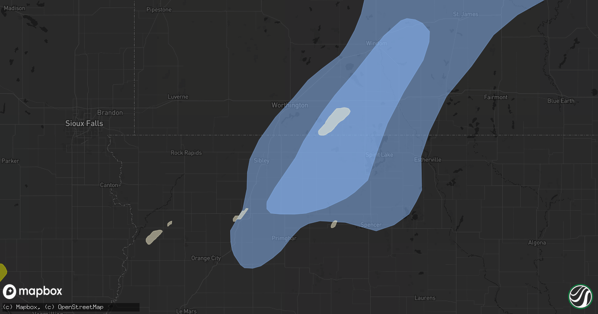 Hail map in Ocheyedan, IA on June 29, 2026