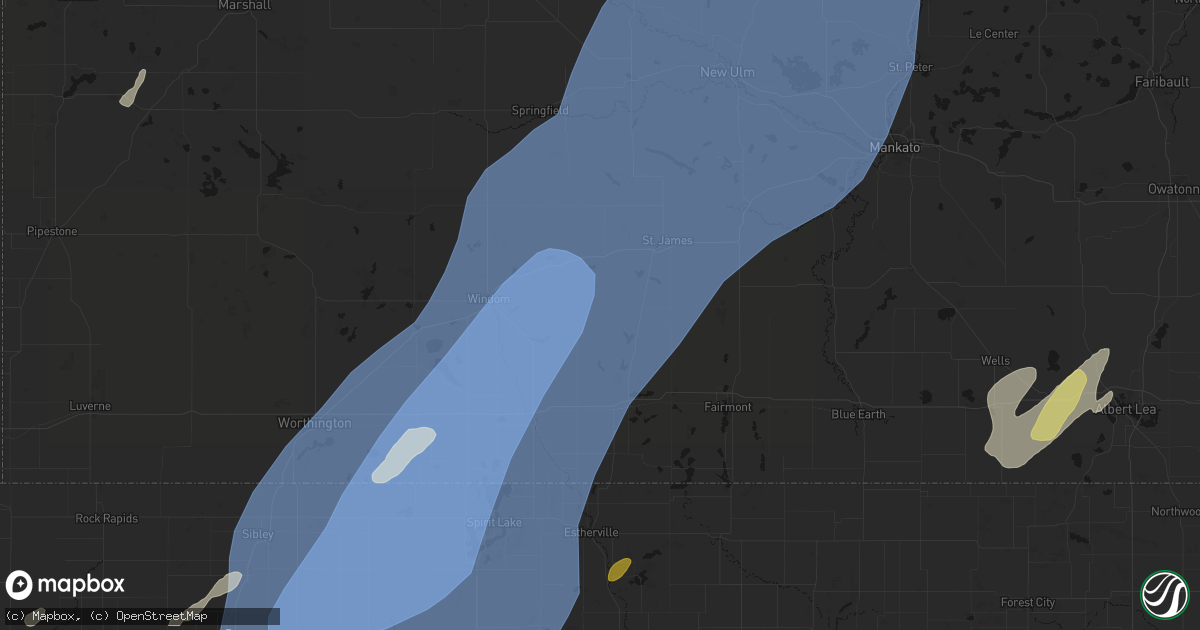 Hail map in Odin, MN on June 29, 2026