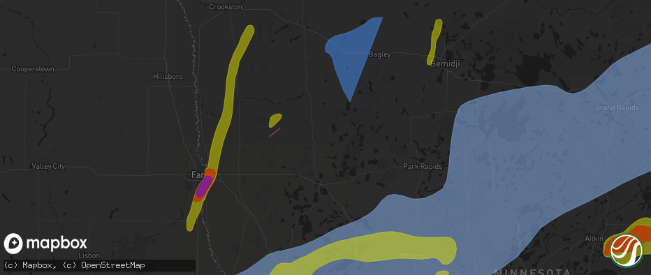 Hail map in Ogema, MN on June 29, 2026