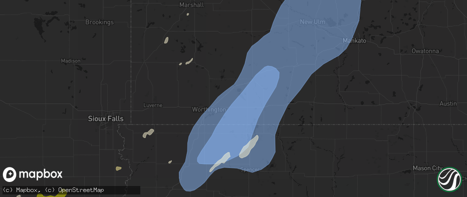 Hail map in Okabena, MN on June 29, 2026