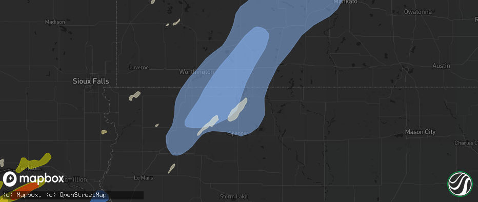 Hail map in Okoboji, IA on June 29, 2026