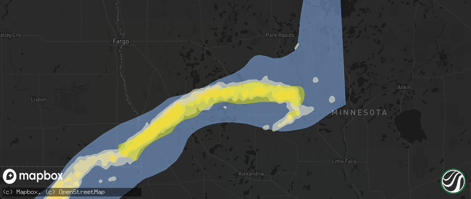 Hail map in Ottertail, MN on June 29, 2026