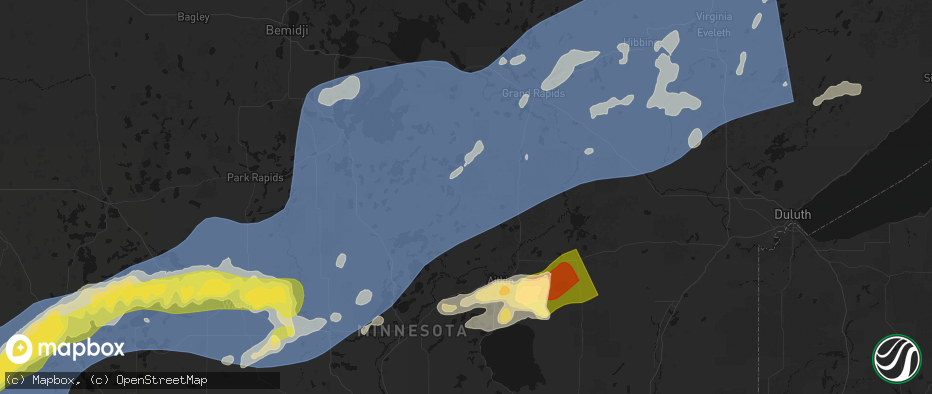 Hail map in Outing, MN on June 29, 2026