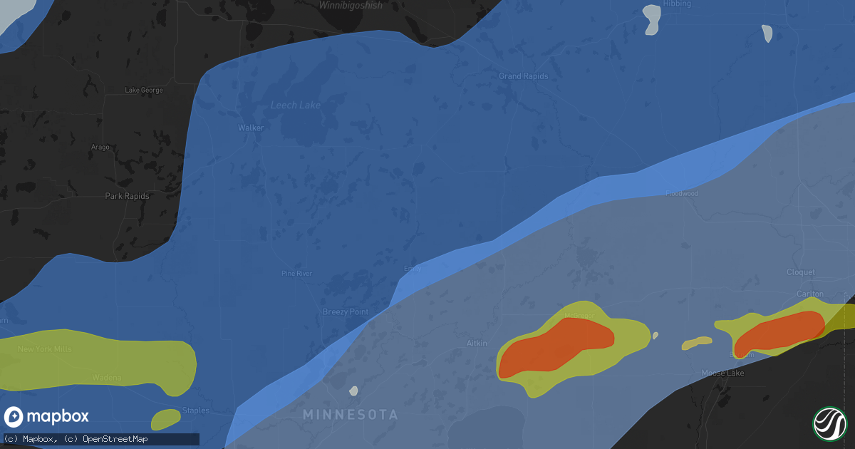 Hail map in Outing, MN on June 29, 2026