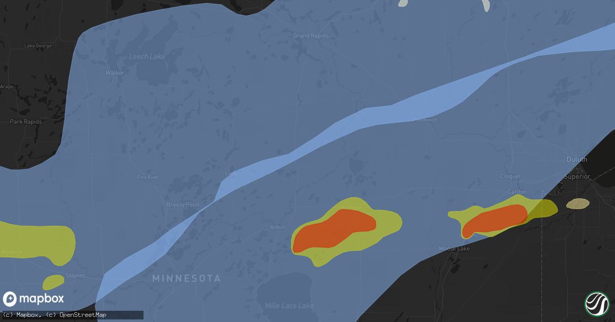 Hail map in Palisade, MN on June 29, 2026