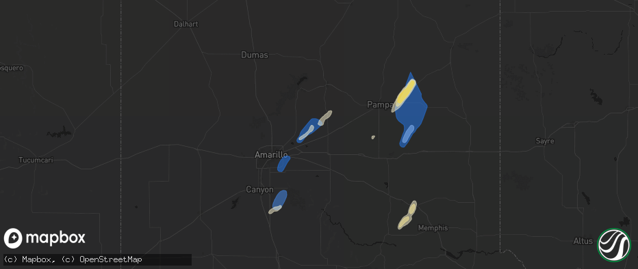 Hail map in Panhandle, TX on June 29, 2026