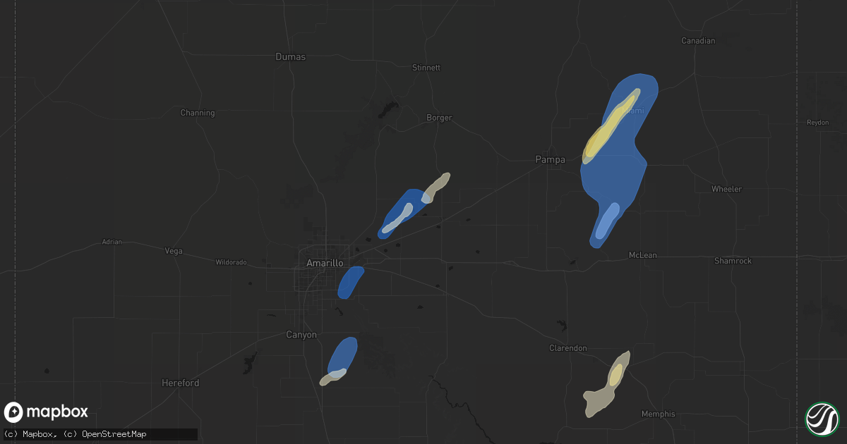 Hail map in Panhandle, TX on June 29, 2026