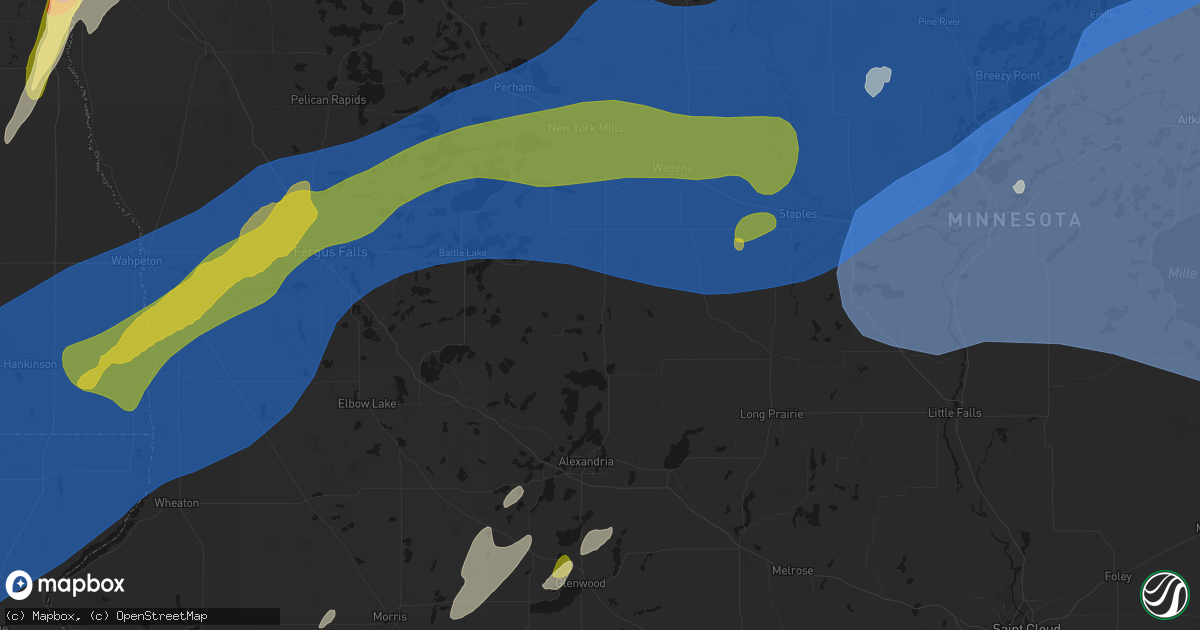 Hail map in Parkers Prairie, MN on June 29, 2026
